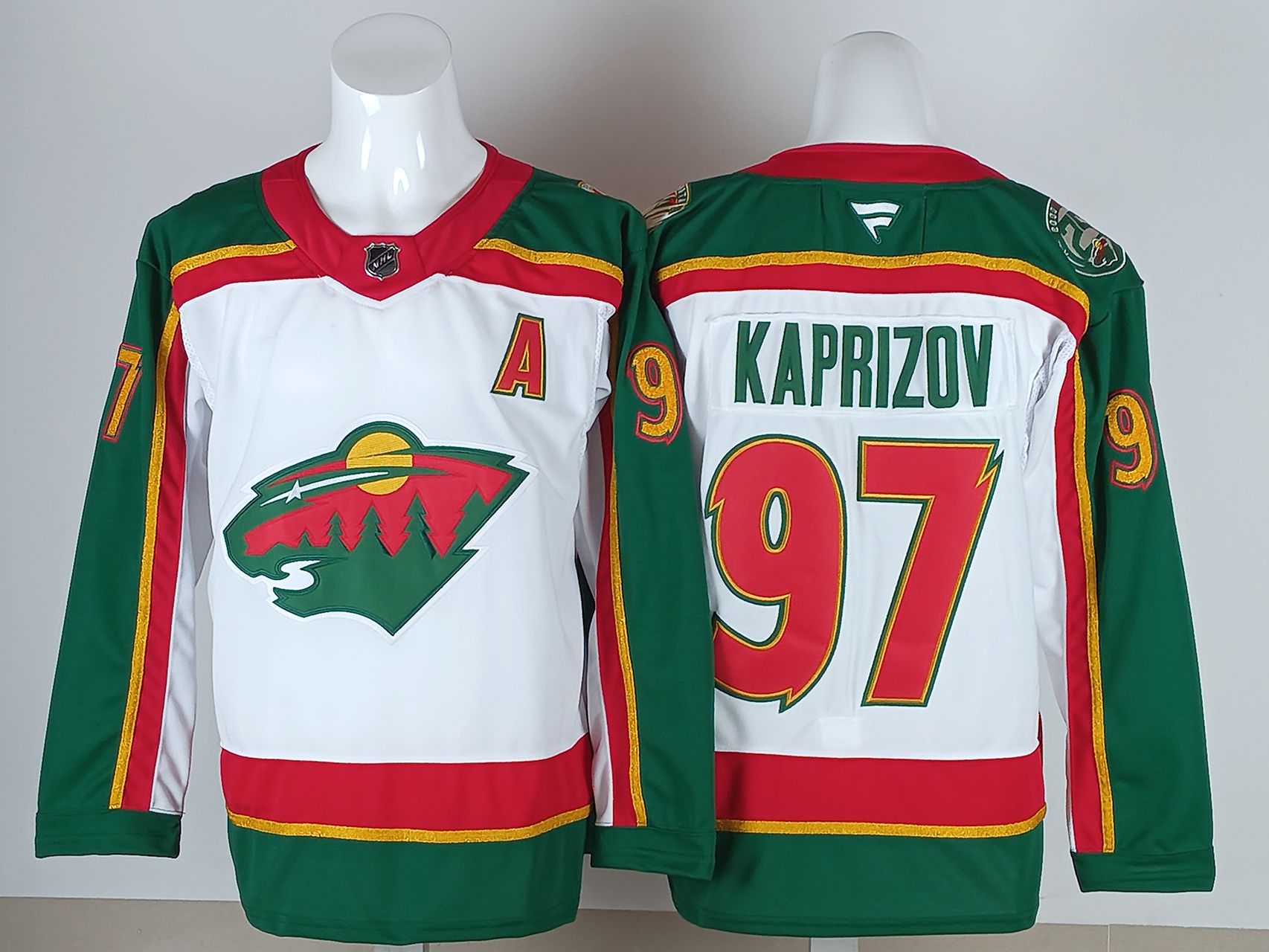 Men 2026 Minnesota Wild #97 Kaprizov White Green NHL Jersey style 01